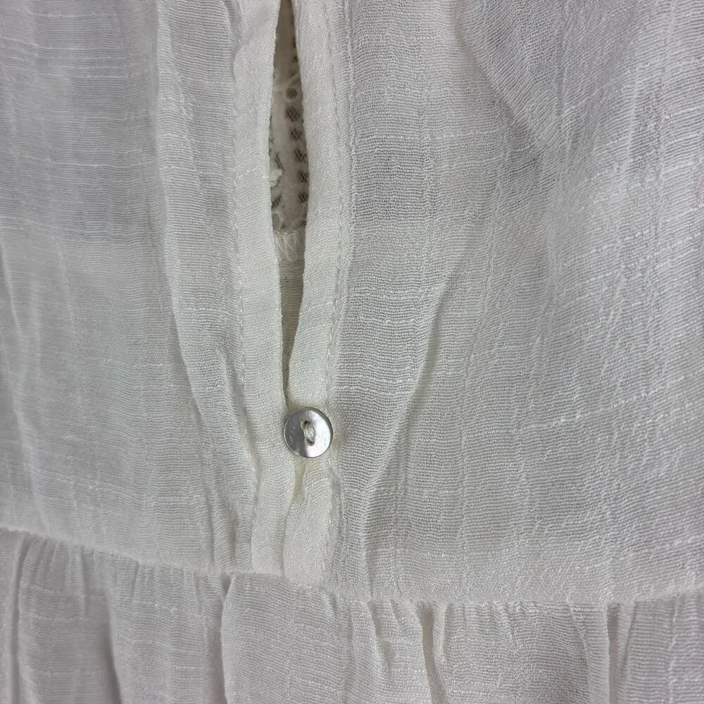 New Directions Sleeveless Blouse Womens 0X 14W Sheer Ivory Feminine Crochet Lace